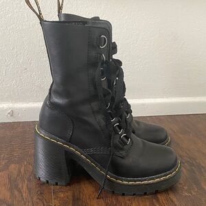 Dr. Martens Black Lace-Up Platform Boots CHESNEY leather heeled wedge